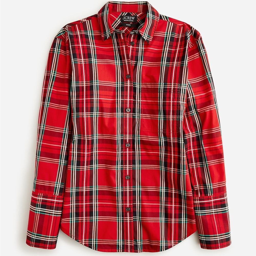 J.Crew Women’s Garcon Classic Shirt Tartan Plaid 100% Organic Cotton Size 4
